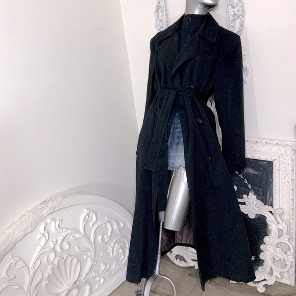 London Fog Black Maxi Trench Coat